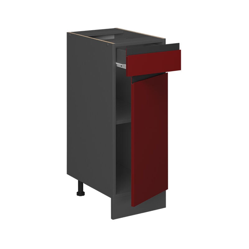 foto del prodotto mobiletto base per cucina r line, rosso, 30 cm forma a j, senza piano di lavoro vicco
