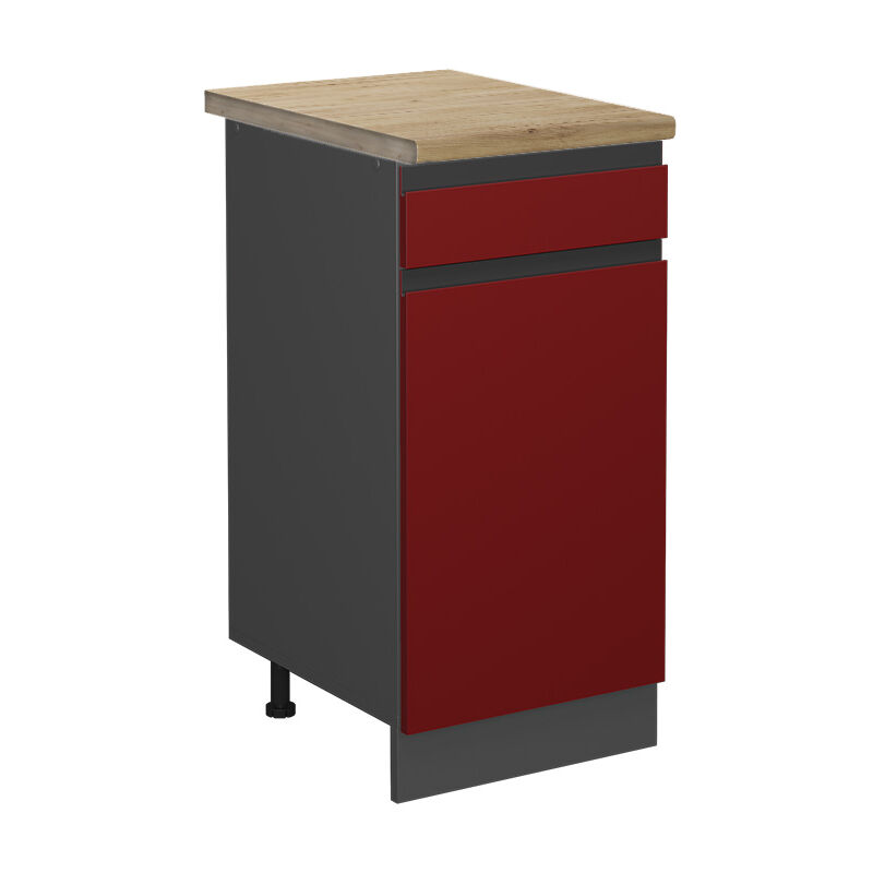 foto del prodotto mobiletto base per cucina r line, rosso, 40 cm , pl rovere vicco