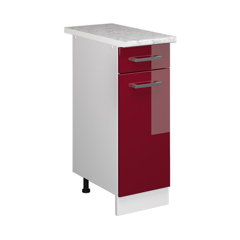 foto del prodotto mobiletto base per cucina r line, rosso bordeaux lucido, 30 cm , pl marmo vicco