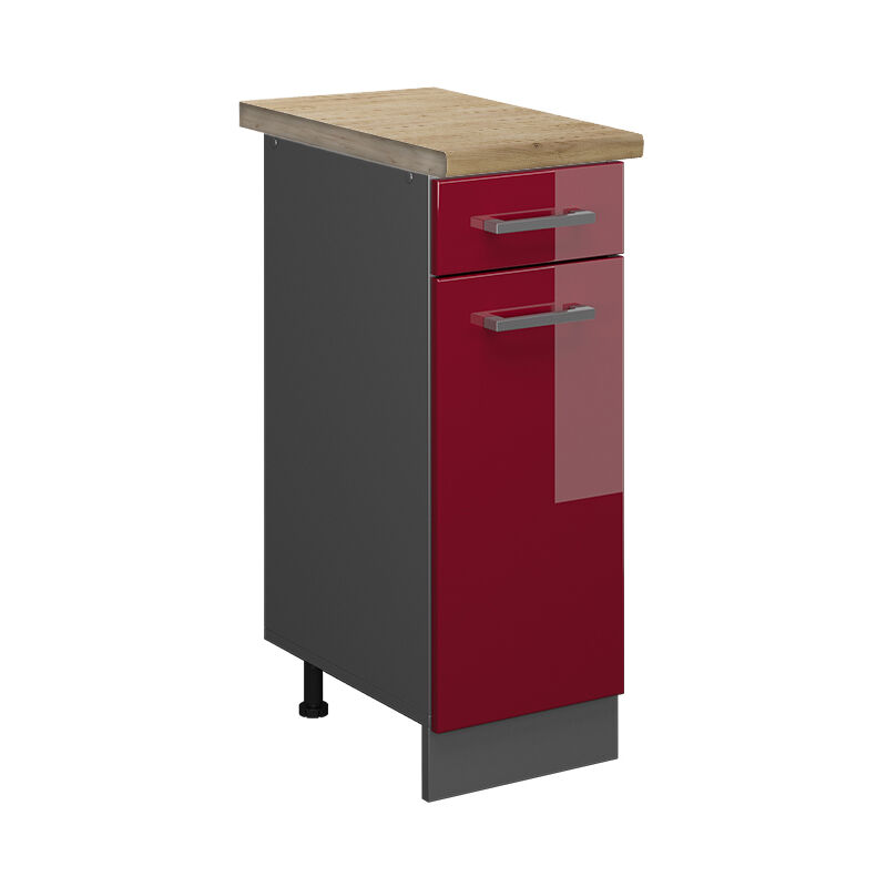 foto del prodotto mobiletto base per cucina r line, rosso bordeaux lucido, 30 cm , pl rovere vicco