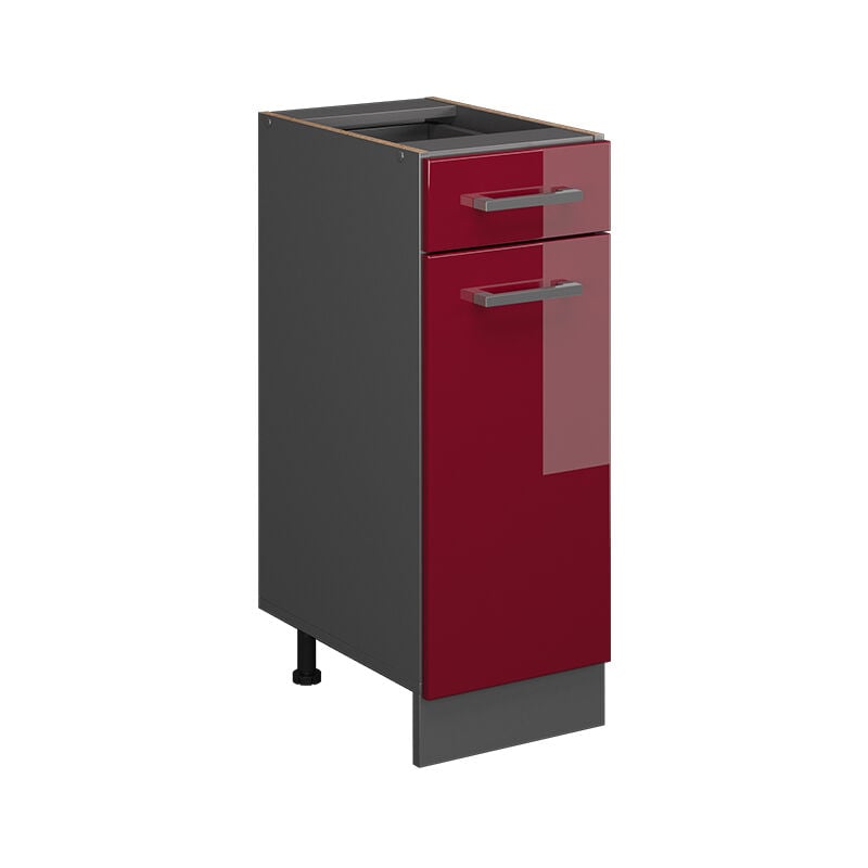 foto del prodotto mobiletto base per cucina r line, rosso bordeaux lucido, 30 cm senza piano di lavoro vicco