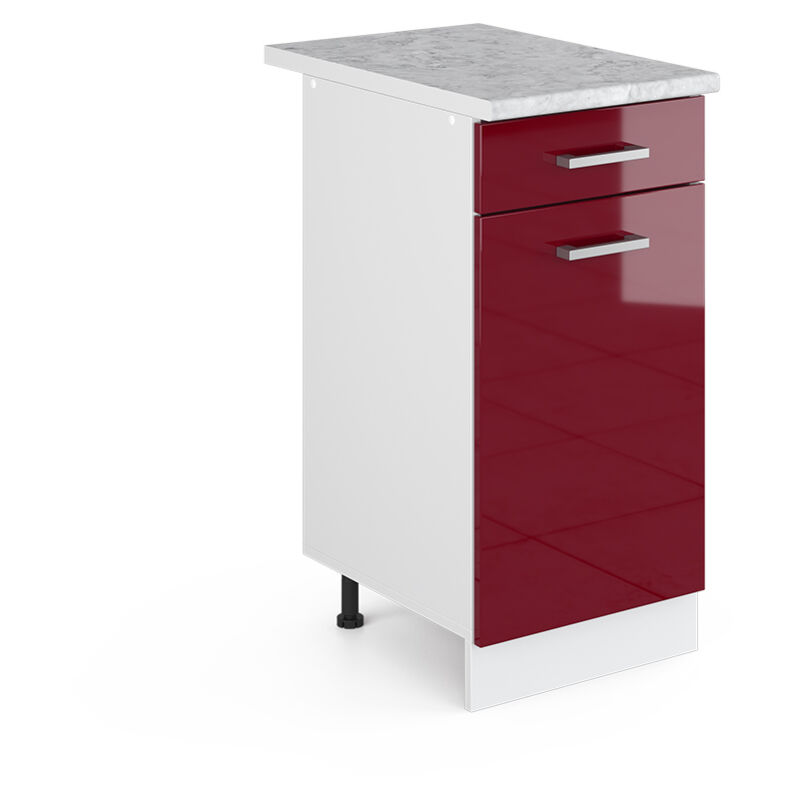 foto del prodotto mobiletto base per cucina r line, rosso bordeaux lucido, 40 cm , pl marmo vicco