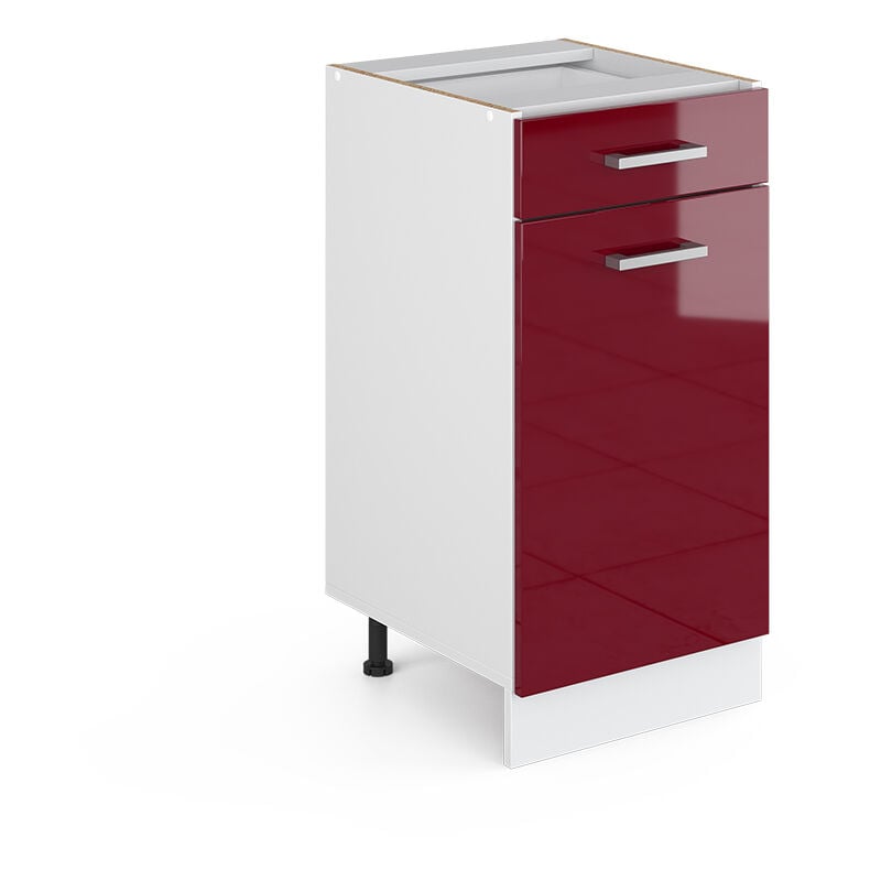 foto del prodotto mobiletto base per cucina r line, rosso bordeaux lucido, 40 cm senza piano di lavoro vicco