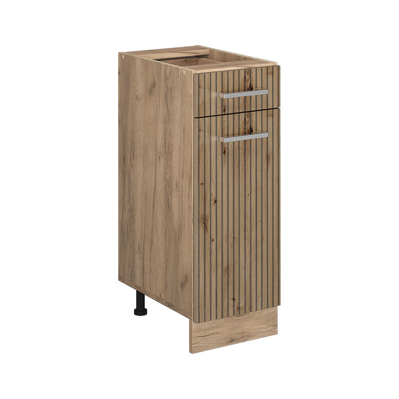 foto del prodotto mobiletto base per cucina r line, rovere artigianale, 30 cm senza piano di lavoro vicco