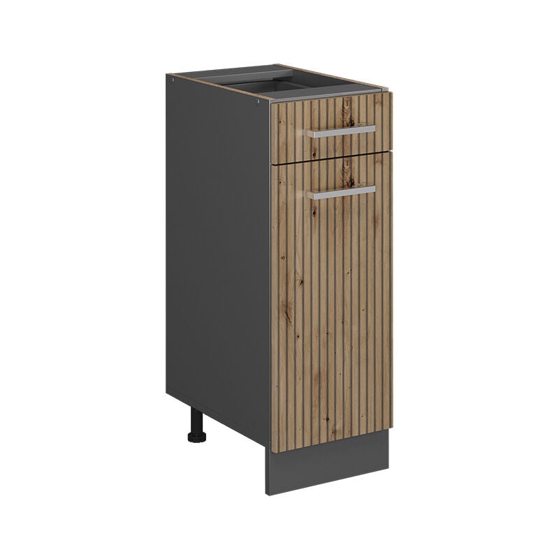 foto del prodotto mobiletto base per cucina r line, rovere artigianale, 30 cm senza piano di lavoro vicco