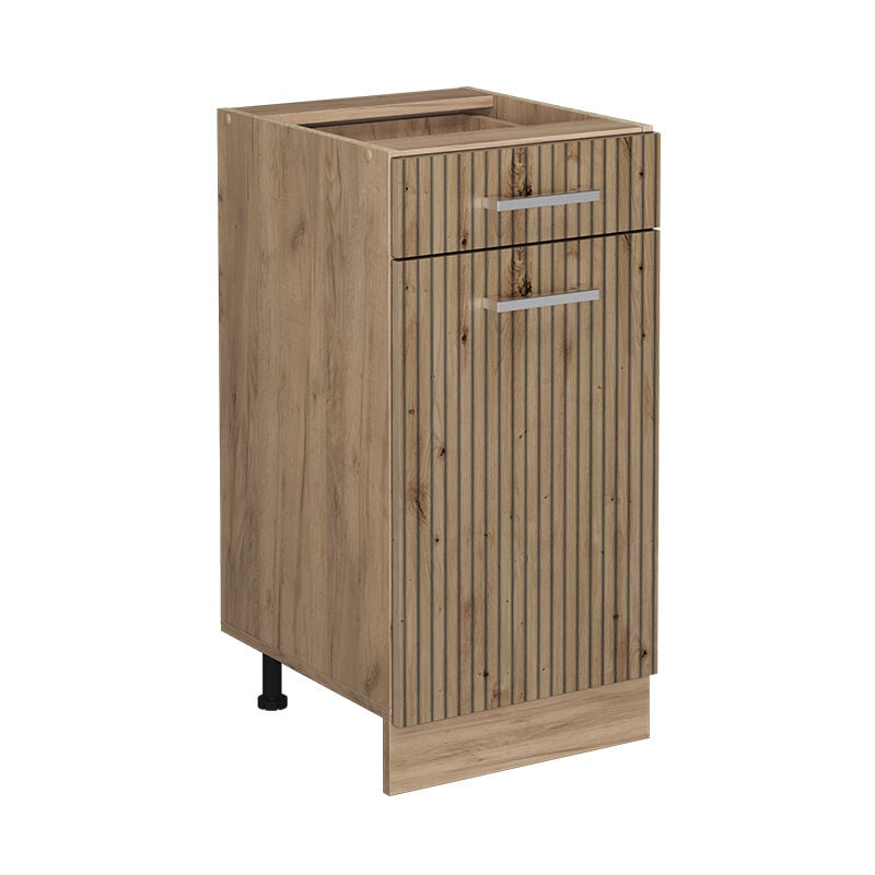 foto del prodotto mobiletto base per cucina r line, rovere artigianale, 40 cm senza piano di lavoro vicco