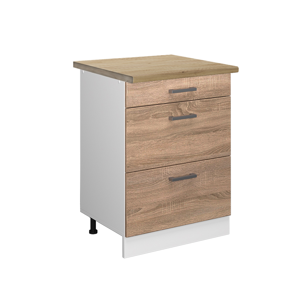 foto del prodotto mobiletto base per cucina r line, sonoma, 60 cm con cassetti, pl rovere vicco