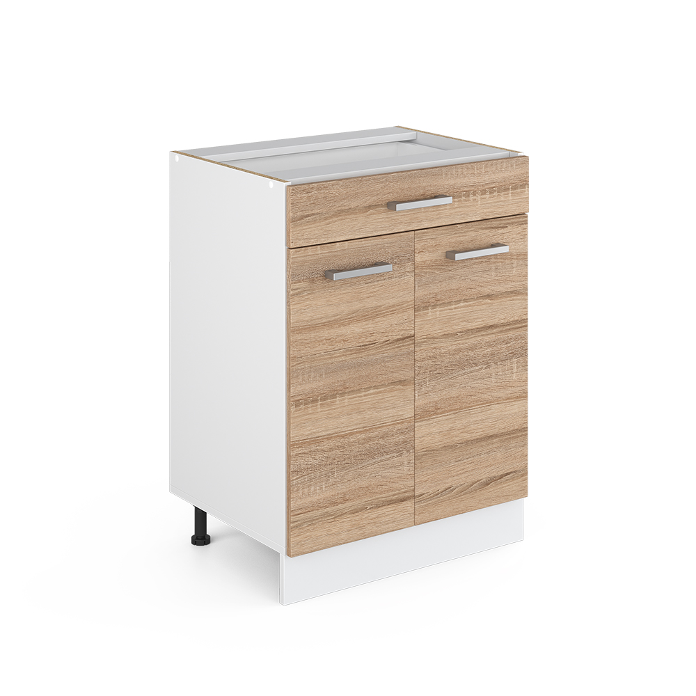 foto del prodotto mobiletto base per cucina r line, sonoma, 60 cm con cassetto, senza piano di lavoro vicco