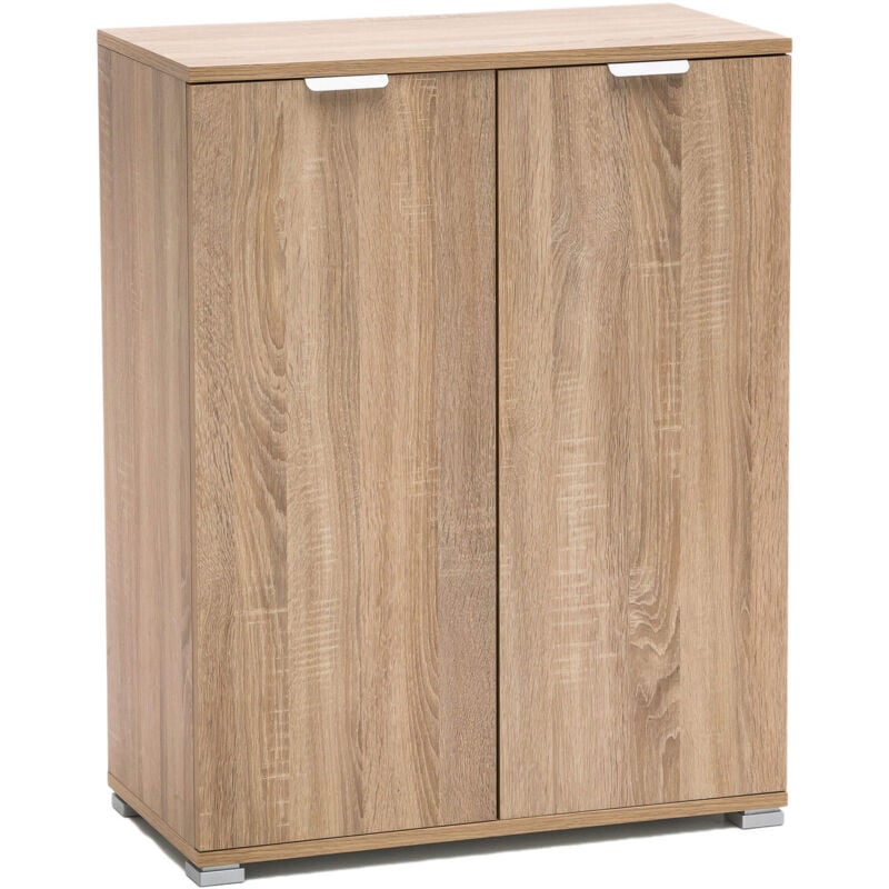 foto del prodotto mobiletto basic a 2 ante in legno naturale con 2 ripiani 60 x 38 x 85 cm