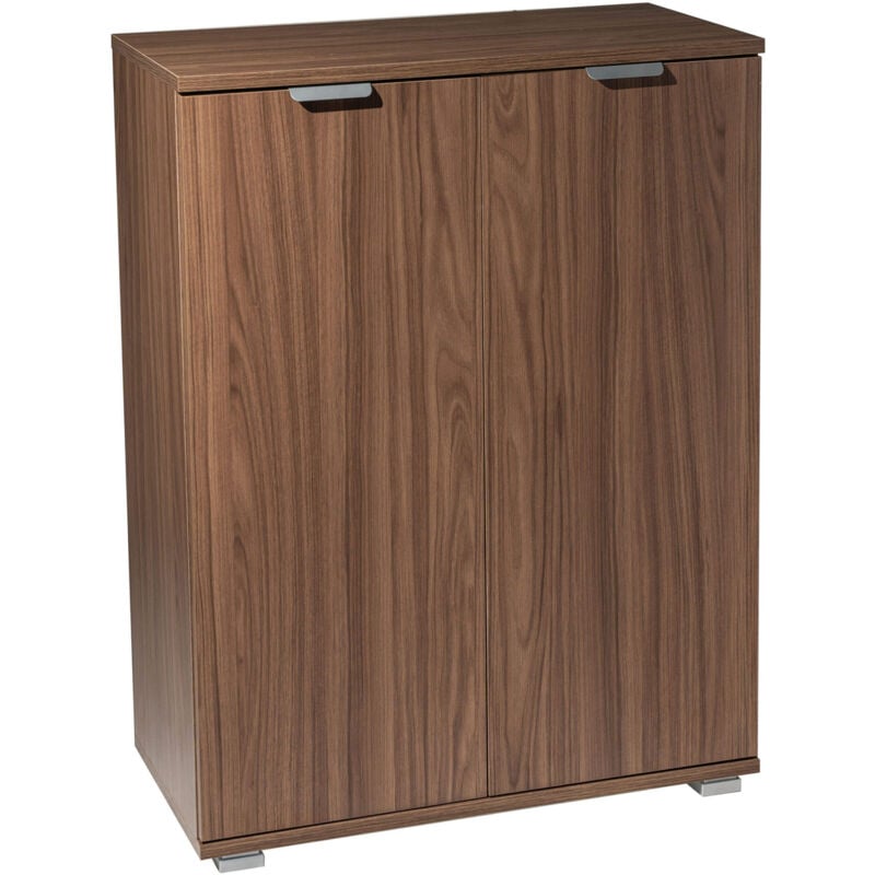 foto del prodotto mobiletto basic a 2 ante tinta noce con 2 ripiani 60 x 38 x 85 cm