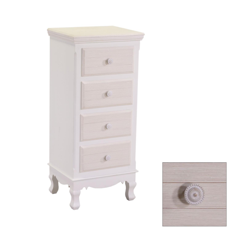 foto del prodotto mobiletto cassettiera bianco beige 4 cassetti grandi cm 34 x 41 x h 84