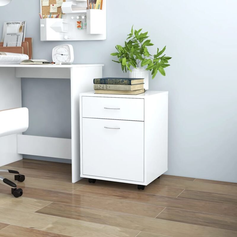 foto del prodotto mobiletto con rotelle bianco 45x38x54cm in legno ingegnerizzato vidaxl