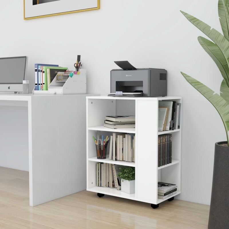 foto del prodotto mobiletto con rotelle con 3 ripiani vari colori disponibili colore bianco