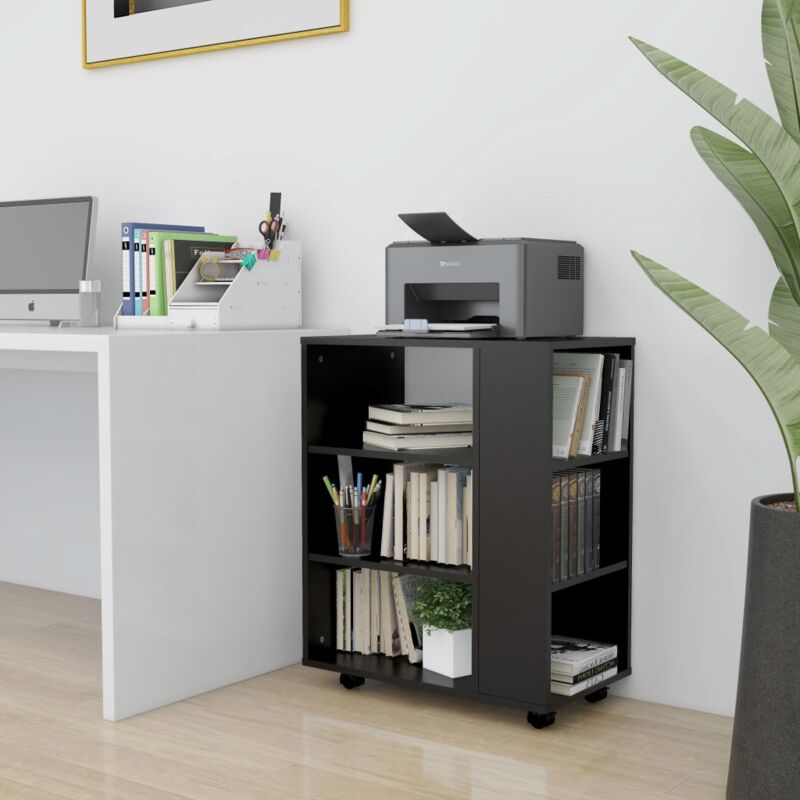 foto del prodotto mobiletto con rotelle con 3 ripiani vari colori disponibili colore nero