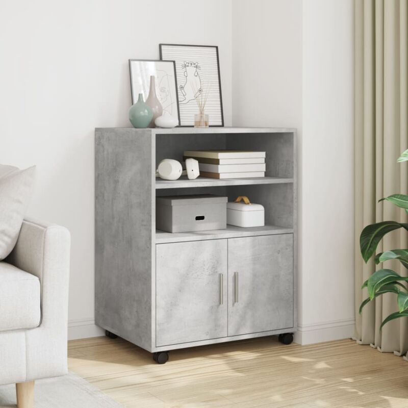 foto del prodotto mobiletto con ruote grigio cemento 60x48x81 cm in truciolato vidaxl