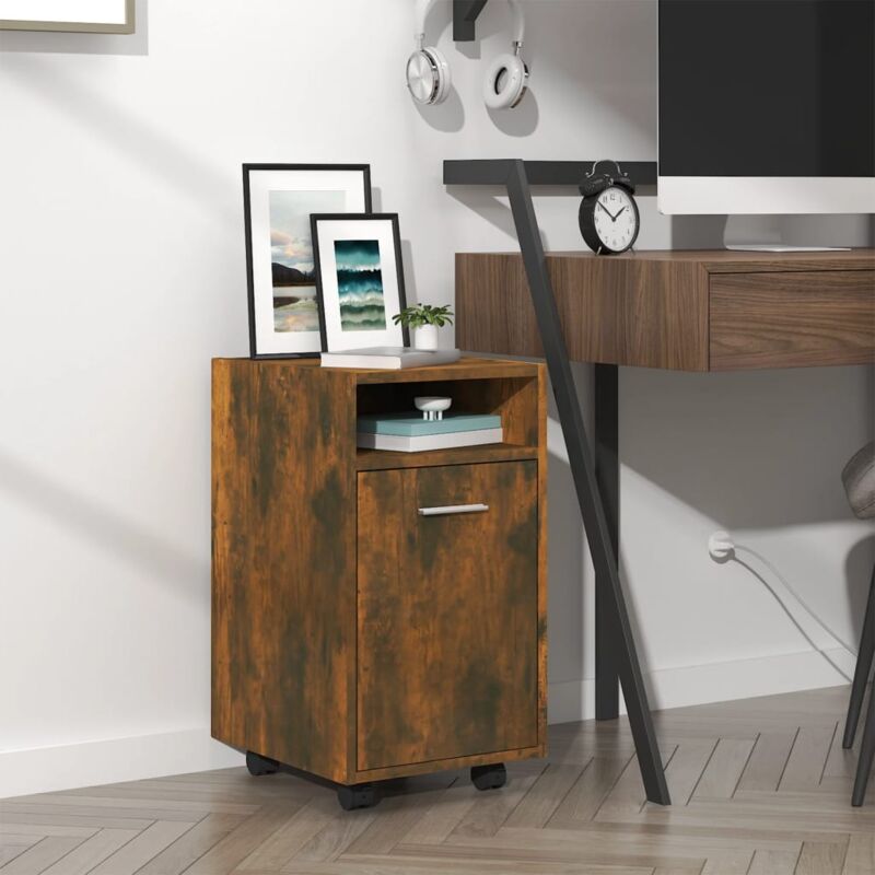 foto del prodotto mobiletto con ruote rovere fumo 33x38x60 cm legno multistrato vidaxl