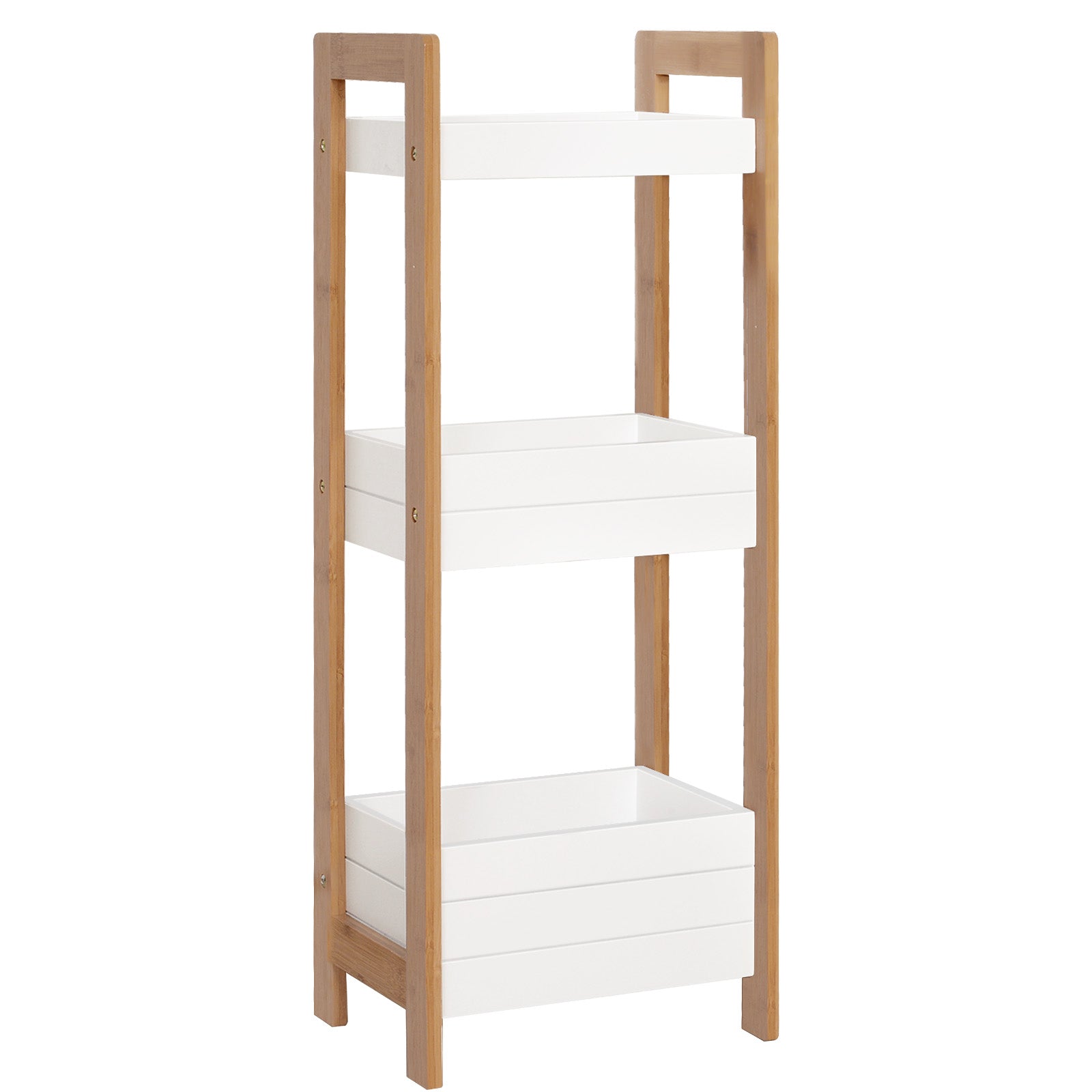 foto del prodotto mobiletto da bagno 3 ripiani 27,5x20,8x74 cm in mdf bianco e bamb 