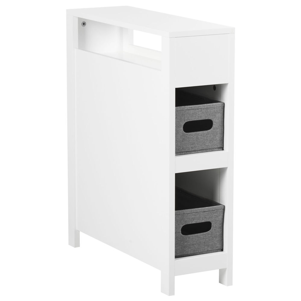 foto del prodotto mobiletto da bagno in mdf bianco 20 x 70 cm con cestini bagno portaoggetti
