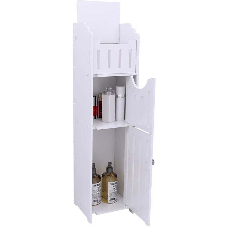 foto del prodotto mobiletto da bagno mobiletto base da bagno mensola da parete mensola da bagno con ante 20x18x78cm bianco