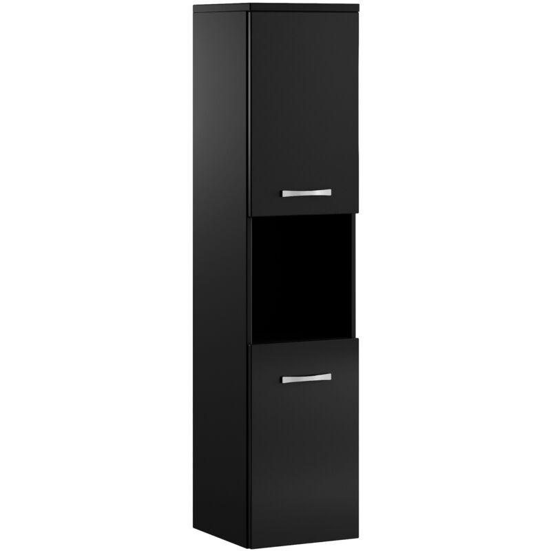foto del prodotto mobiletto da bagno montreal 30 x 30 x 131 cm nero lucido mobiletto armadietto,
