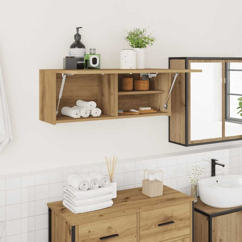 foto del prodotto mobiletto da bagno rovere artigianale 80x25x30 cm in truciolato vidaxl
