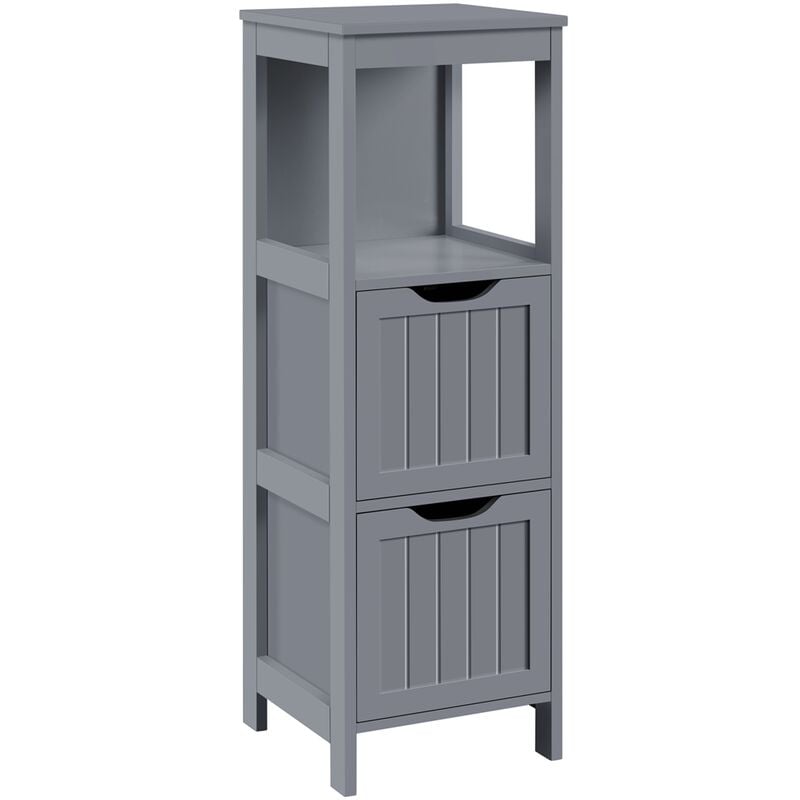 foto del prodotto mobiletto da bagno salvaspazio armadietto bagno a colonna da terra cassettiera bianca camera da letto ufficio con 2 cassetti 30 x 30 x 89cm grigio