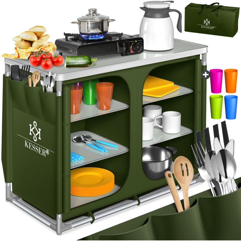 foto del prodotto mobiletto da campeggio cucina da campeggio con telaio in alluminio incl. borsa per il trasporto mobiletto da cucina per campeggio mobiletto per