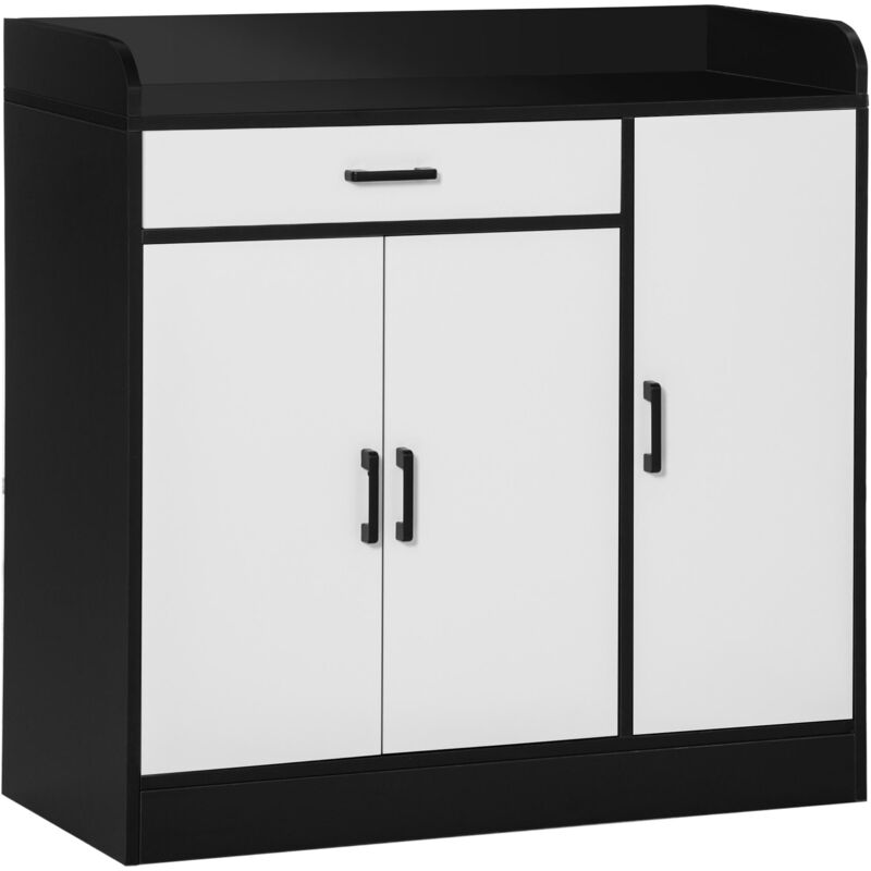 foto del prodotto mobiletto da cucina 90x40x90 cm 2 armadietti 1 cassetto bianco e nero