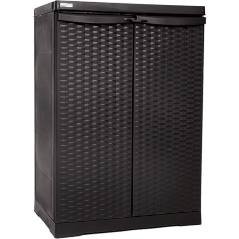 foto del prodotto mobiletto da esterno resina effetto rattan marrone weng 3 ripiani altezza 91cm