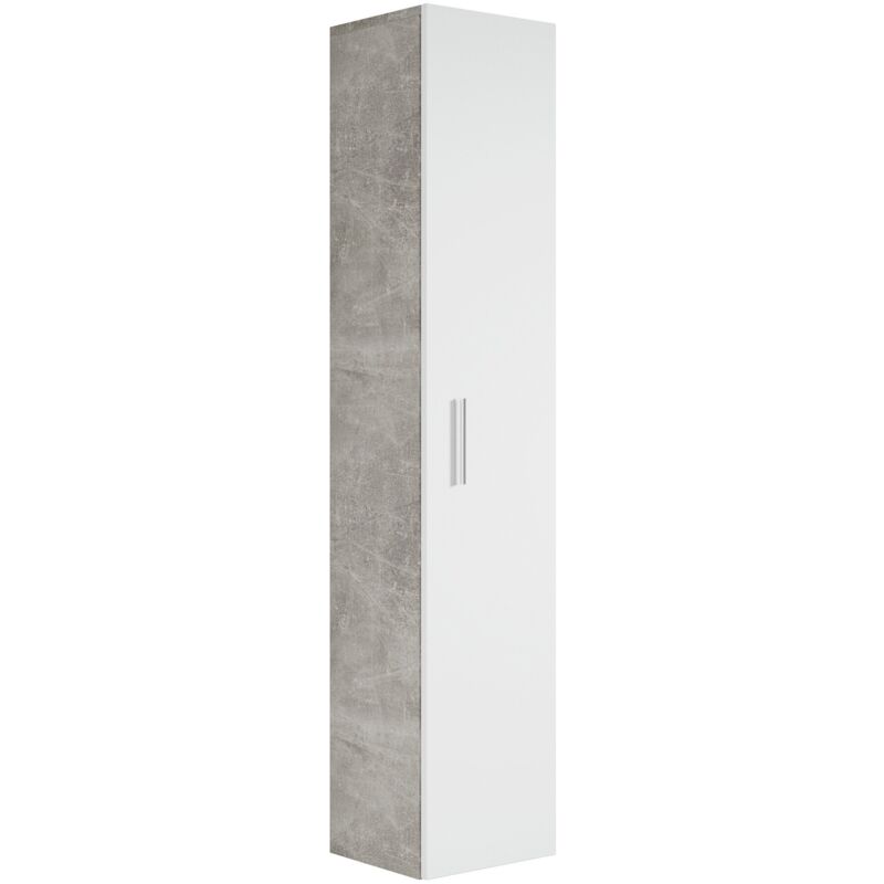 foto del prodotto mobiletto del bagno pluto 150cm grigio cemento con bianco mobiletto armadietto