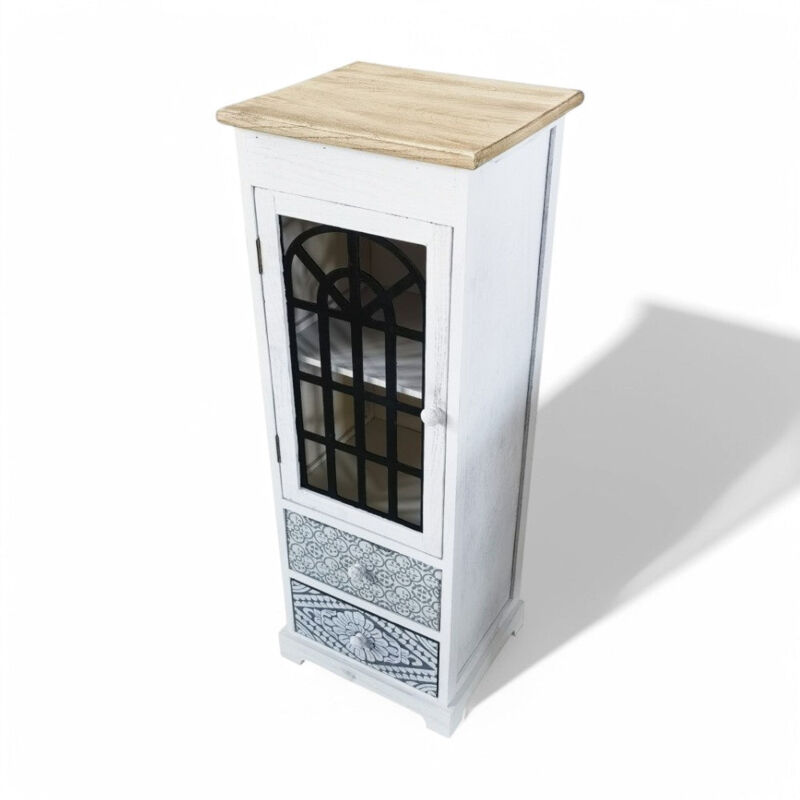 foto del prodotto mobiletto in legno con 2 cassetti e 1 anta 32x29xh88 cm