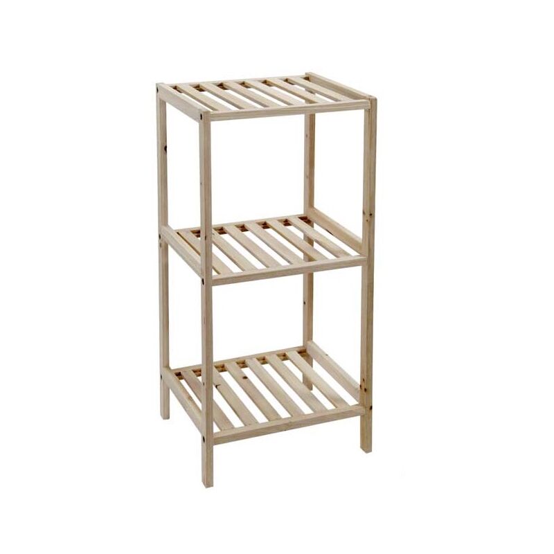 foto del prodotto mobiletto in legno con 3 mensole 35x30xh70 cm cm colore naturale