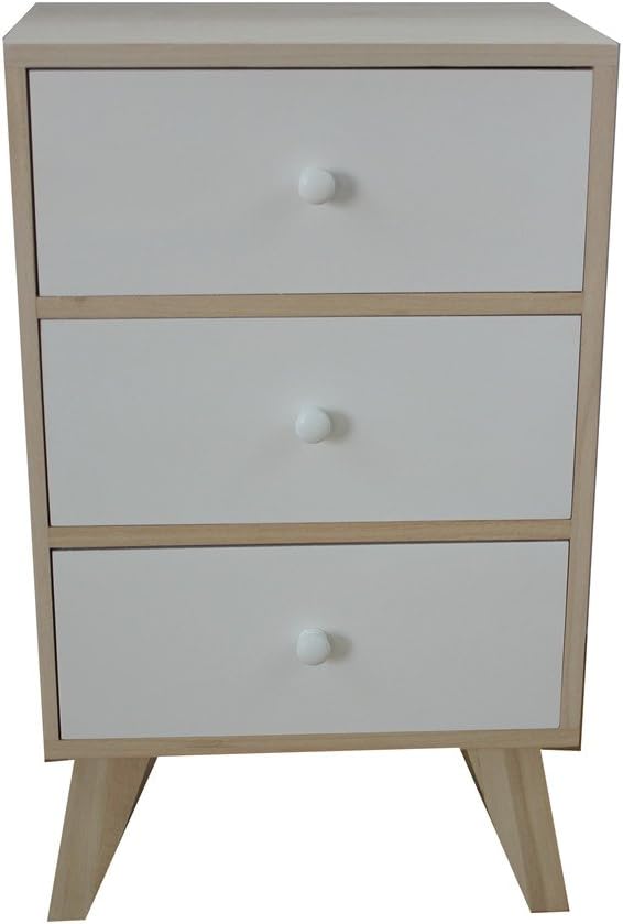 foto del prodotto mobiletto in legno di paulownia 40x25x66h cm 3 cassetti king home