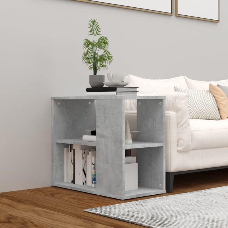 foto del prodotto mobiletto laterale da salotto con 2 scomparti in legno vari colori colore cemento