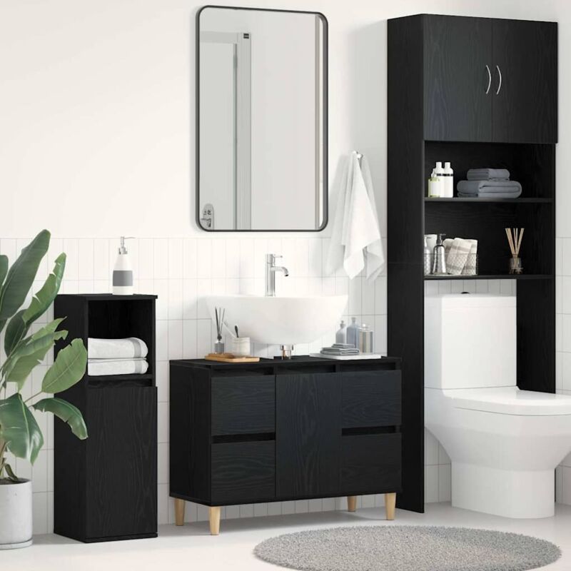 foto del prodotto mobiletto lavabo rovere nero 80x33x60 cm legno ingegnerizzato vidaxl