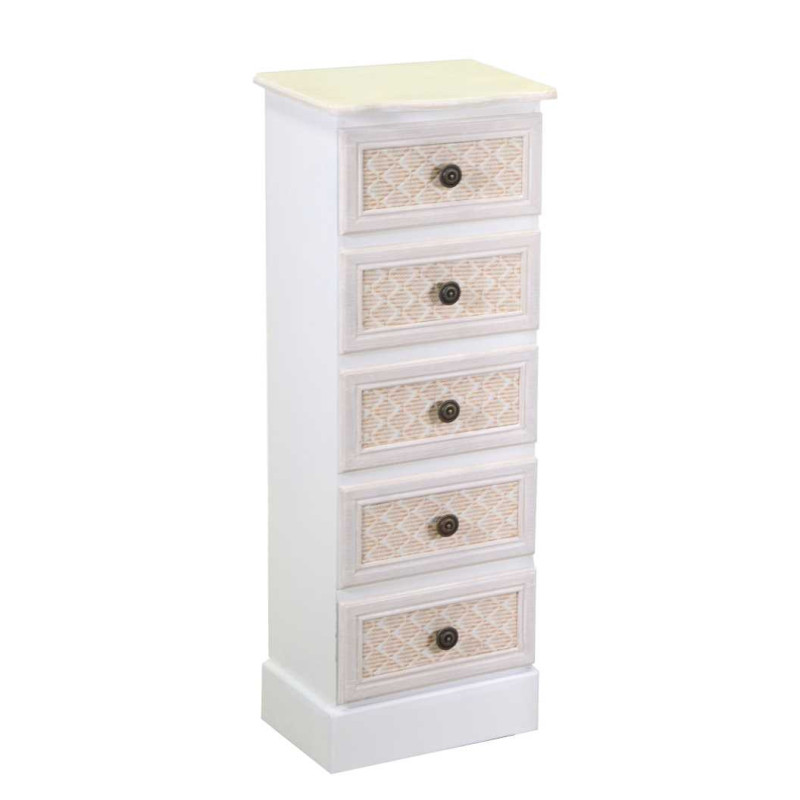 foto del prodotto mobiletto legno losanna 5 cassetti crema cm 29x23h81