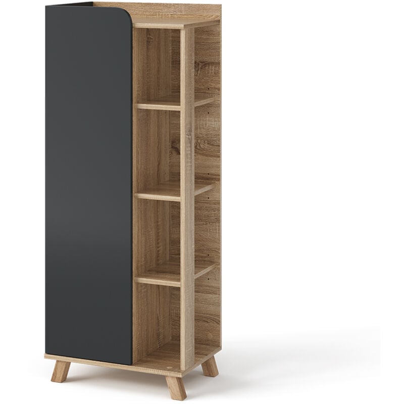 foto del prodotto mobiletto midi karen, antracite, 50 x 128 cm con porta e vani aperti vicco