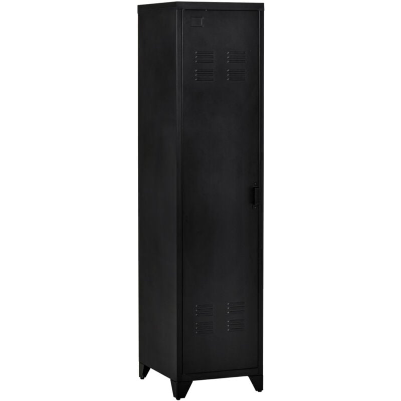 foto del prodotto mobiletto multiuso in metallo stile industriale 1 anta nero 43x50x180cm homcom