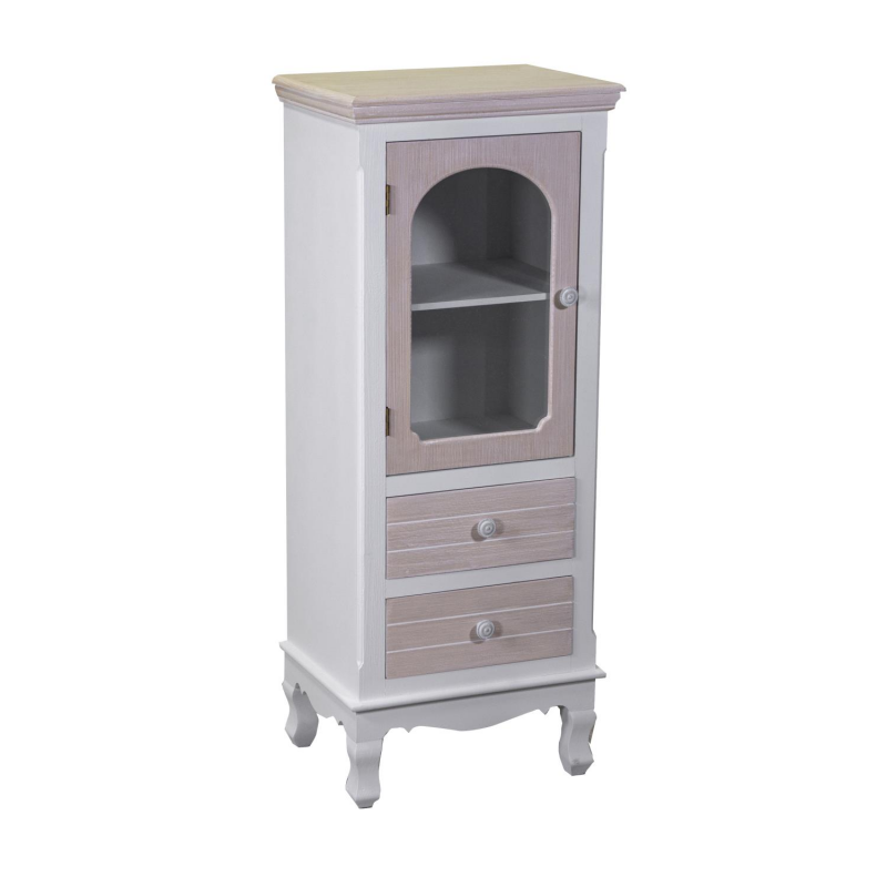 foto del prodotto mobiletto norimberga vetrina 1 anta vetro 2 cassetti piccoli cm 40x30h100