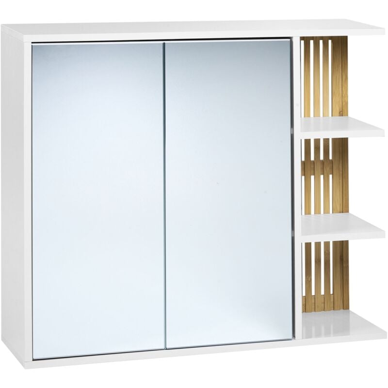 foto del prodotto mobiletto per bagno mdf con scaffali in bamb bianco e legno chiaro nubes