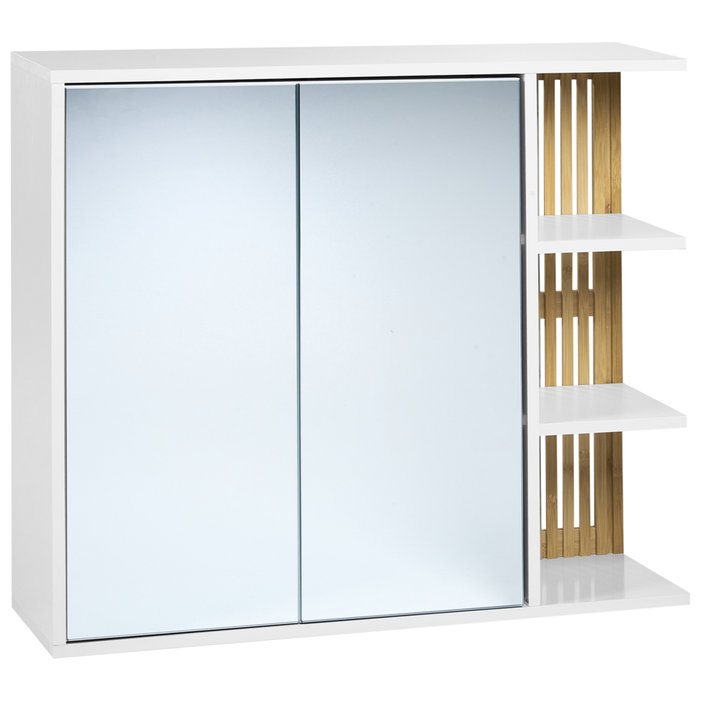 foto del prodotto mobiletto per bagno mdf con scaffali in bamb spazio di archiviazione arredamento per bagno bianco e legno chiaro