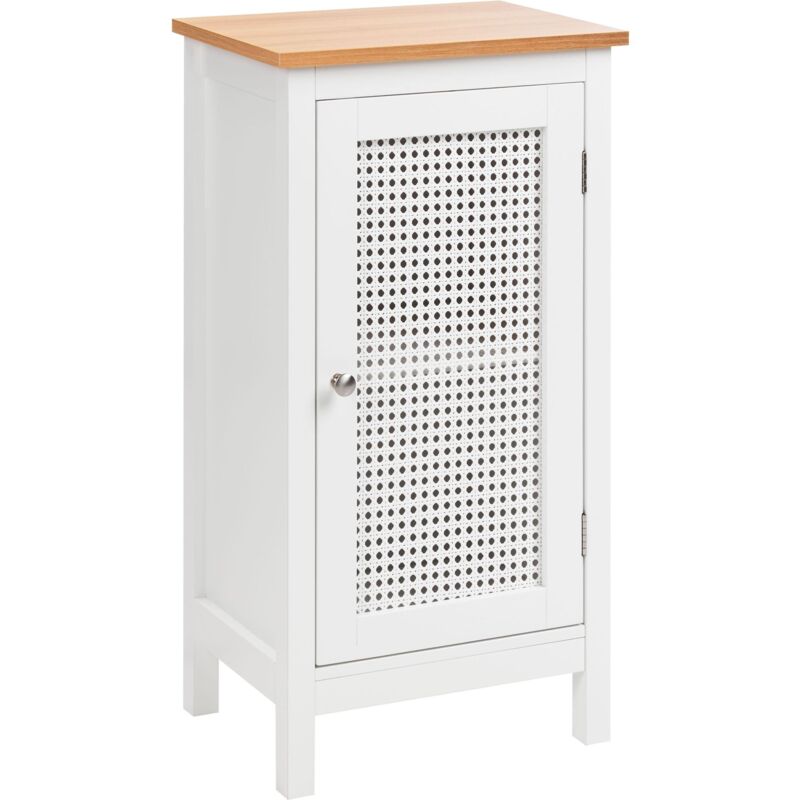foto del prodotto mobiletto per il bagno con ripiani e ante traforate mdf bianco 30 x 75 cm alamos