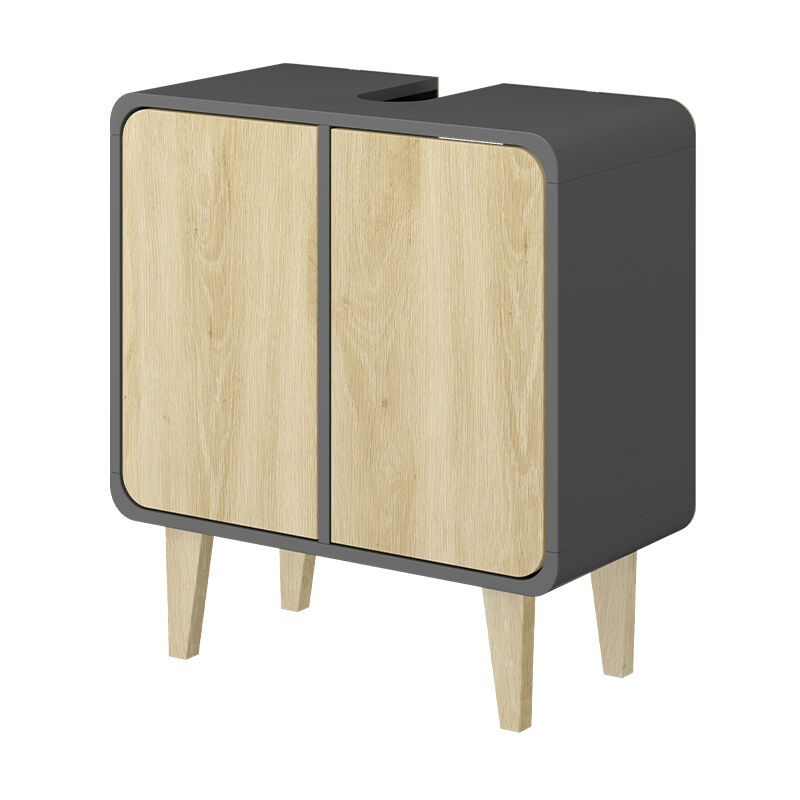 foto del prodotto mobiletto per lavabo arla, antracite quercia dorata, 60 x 61 cm vicco