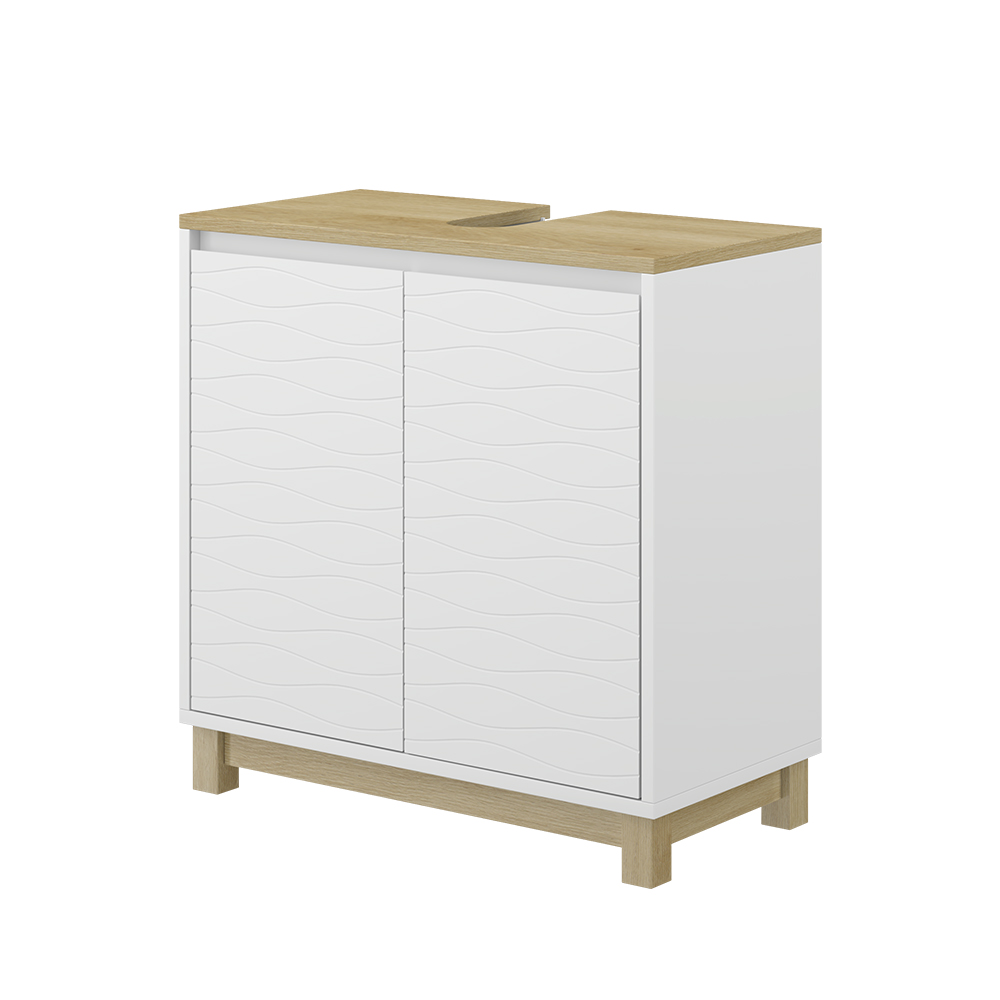 foto del prodotto mobiletto per lavabo livia, bianco, 60 x 60 cm con 2 porte vicco