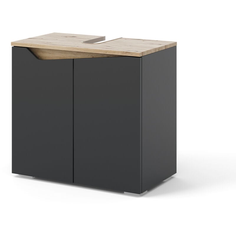 foto del prodotto mobiletto per lavabo marelle, antracite, 60 x 57.5 cm con 2 porte, vicco