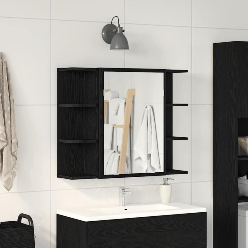 foto del prodotto mobiletto per specchio rovere nero 80 x 20.5 x 64 cm - vidaxl