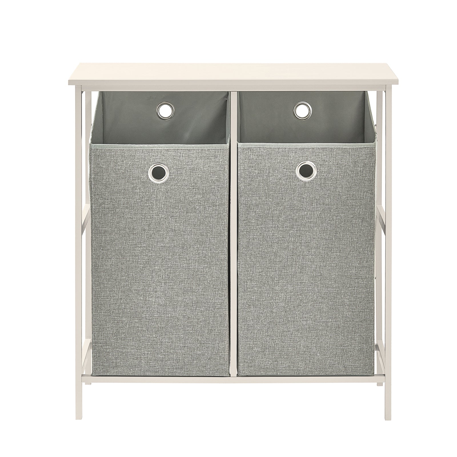 foto del prodotto mobiletto portabiancheria con 2 sacchetti portabiancheria rimovibili cesto della biancheria mobiletto del bagno grigio bzr57 w