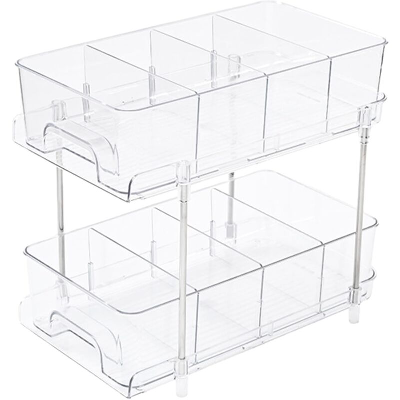 foto del prodotto mobiletto portaoggetti sottolavello, contenitore per cosmetici da scrivania, organizer sottolavello da cucina, mensola scorrevole multifunzionale