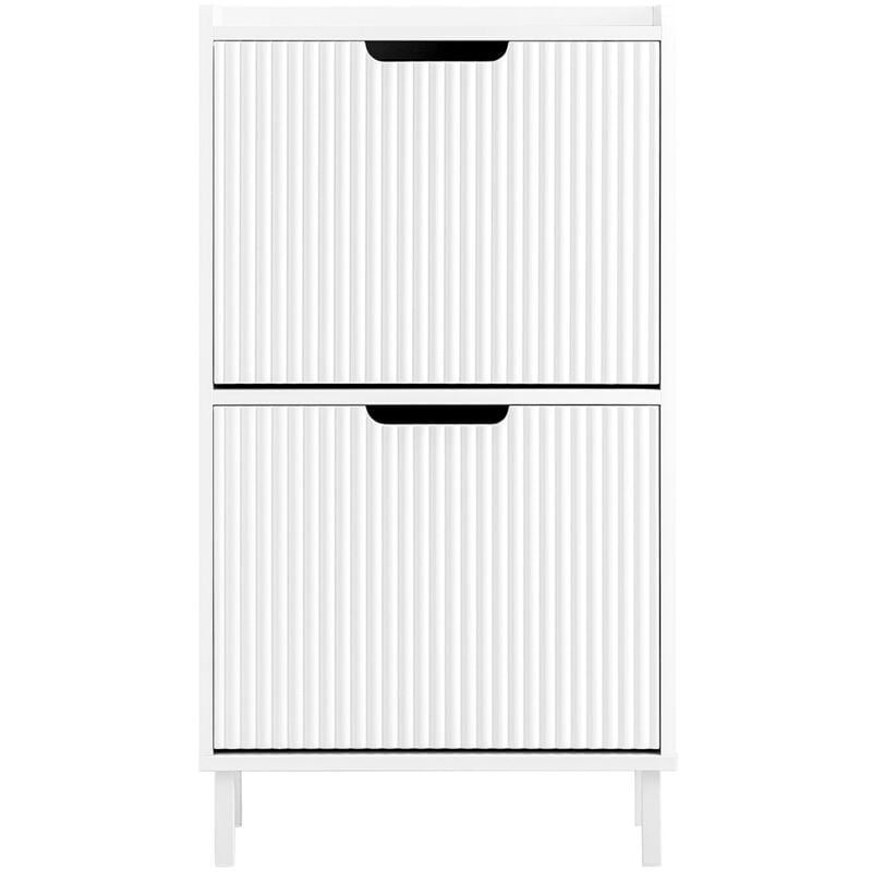 foto del prodotto mobiletto portascarpe scarpiera mobile ingresso salvaspazio regolabili bianco 50x19x90cm 2 ante fsr177 w sobuy