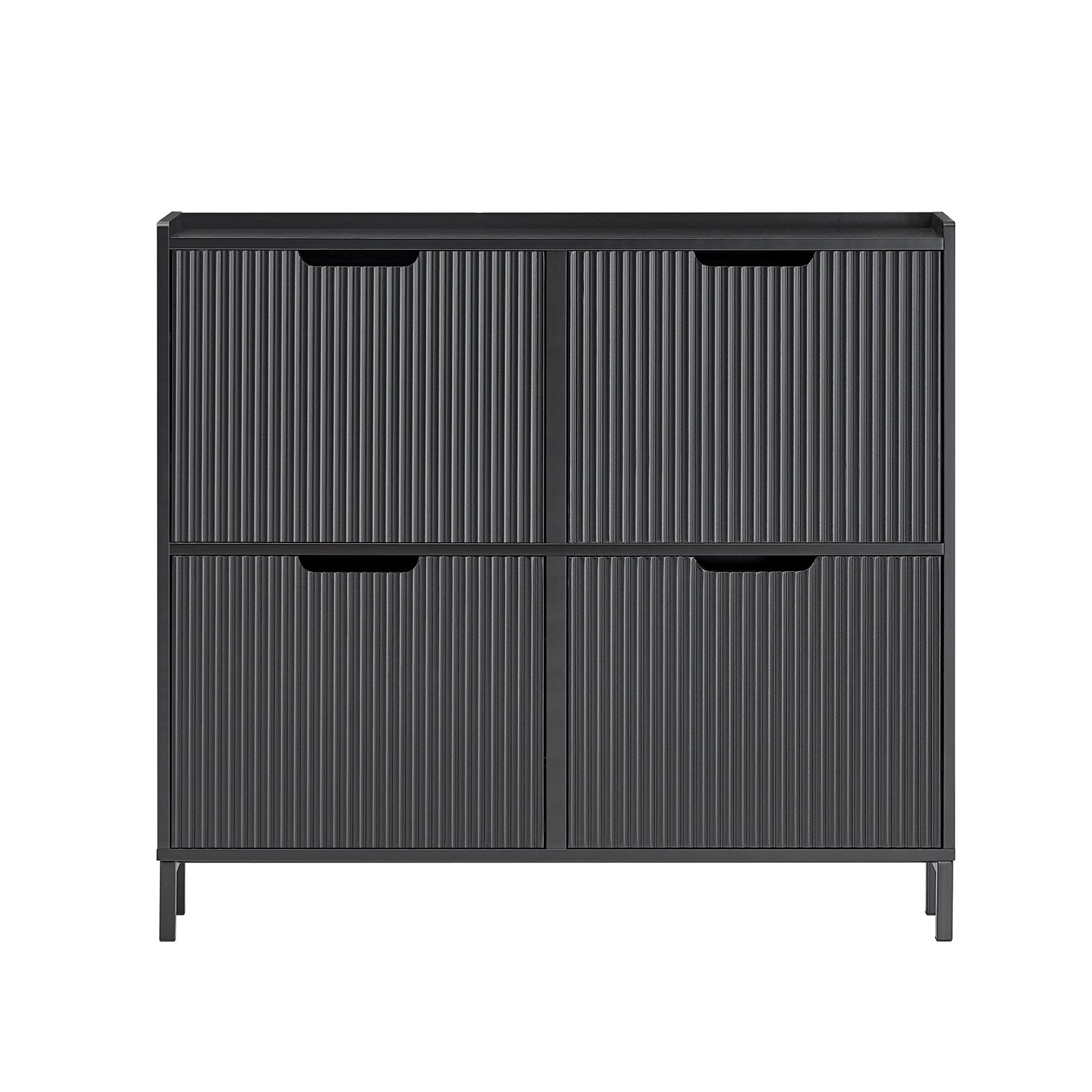 foto del prodotto mobiletto portascarpe scarpiera mobile ingresso salvaspazio regolabili nero 100x19x91cm 4 ante fsr177 l sch